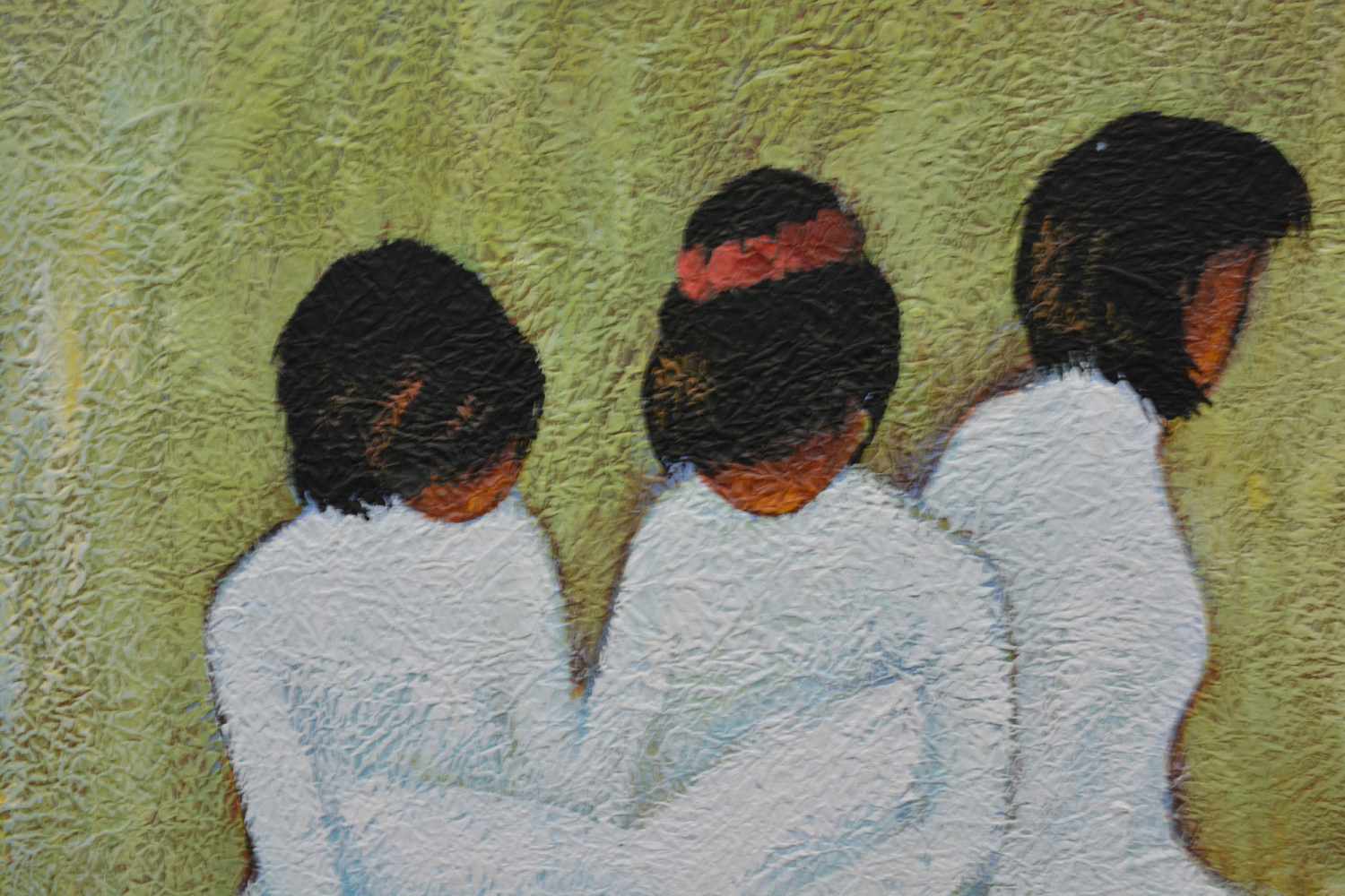 Unbekannter Künstler (20. Jh.)Drei Mädchen, Acryl auf Papier, 37,5 cm x 54,5 cm, unten rechts - Image 3 of 3