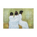 Unbekannter Künstler (20. Jh.)Drei Mädchen, Acryl auf Papier, 37,5 cm x 54,5 cm, unten rechts