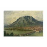 Curt Agthe (1862 Berlin - 1943 ebenda)Lago di Lecro mit Blick auf die Stadt Lecro, Öl auf Leinwand