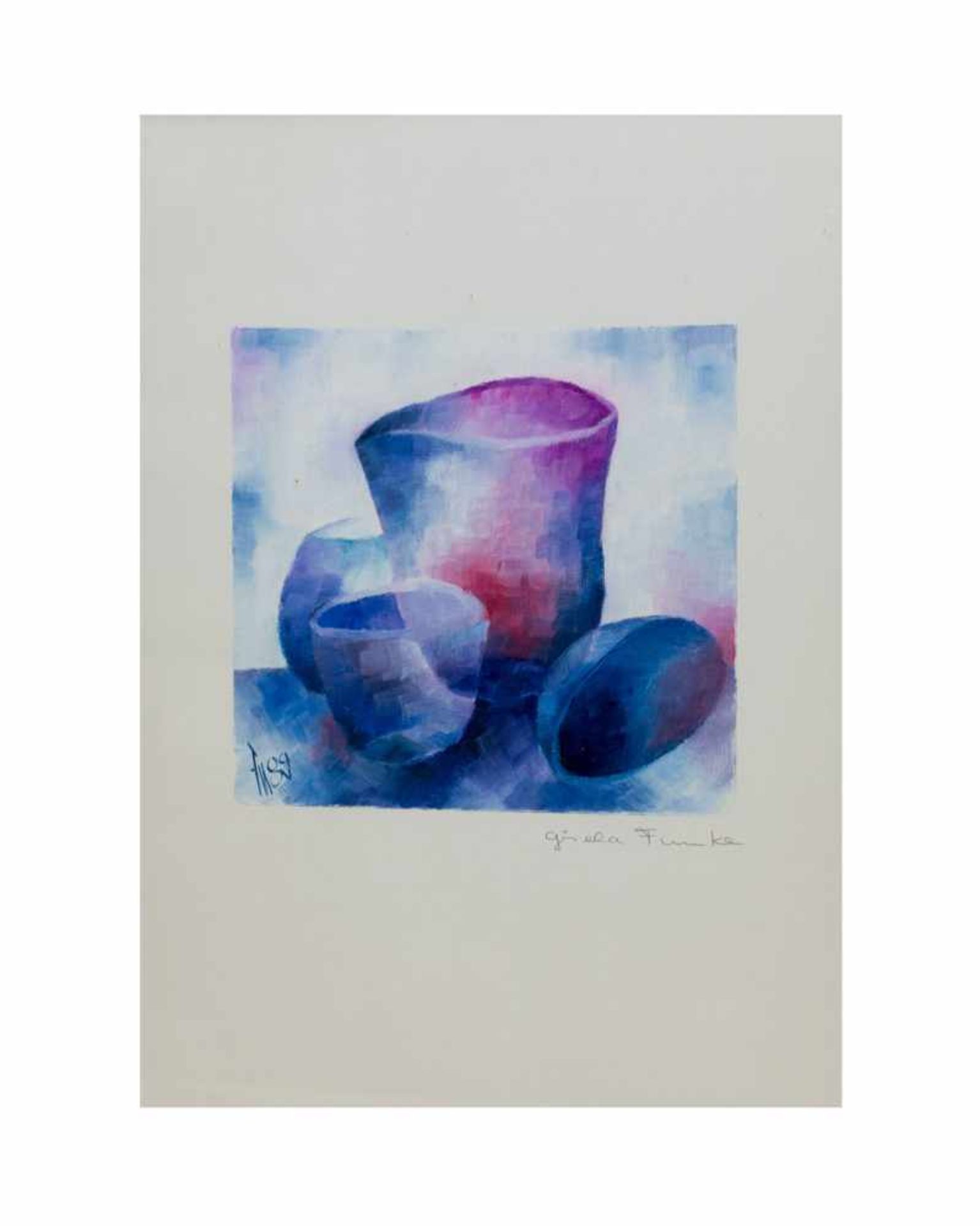 Gisela Funke (20. Jh., Deutschland) (F)Stillleben, Öl auf Papier, 39 cm x 29 cm Rahmeninnenmaß,