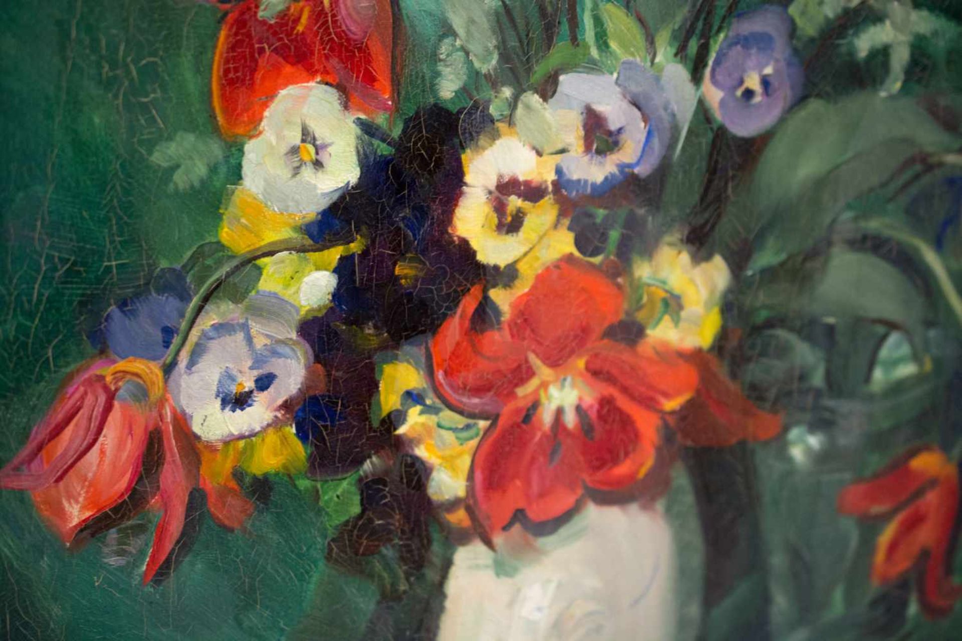 Unbekannter Künstler (20. Jh.)Blumenstillleben, Öl auf Leinwand, 71 cm x 55 cm, unten rechts - Image 3 of 4