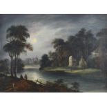 Unbekannter Künstler (18./19. Jh.)Landschaft bei Vollmond, Öl auf Leinwand, doubliert, 30,5 cm x