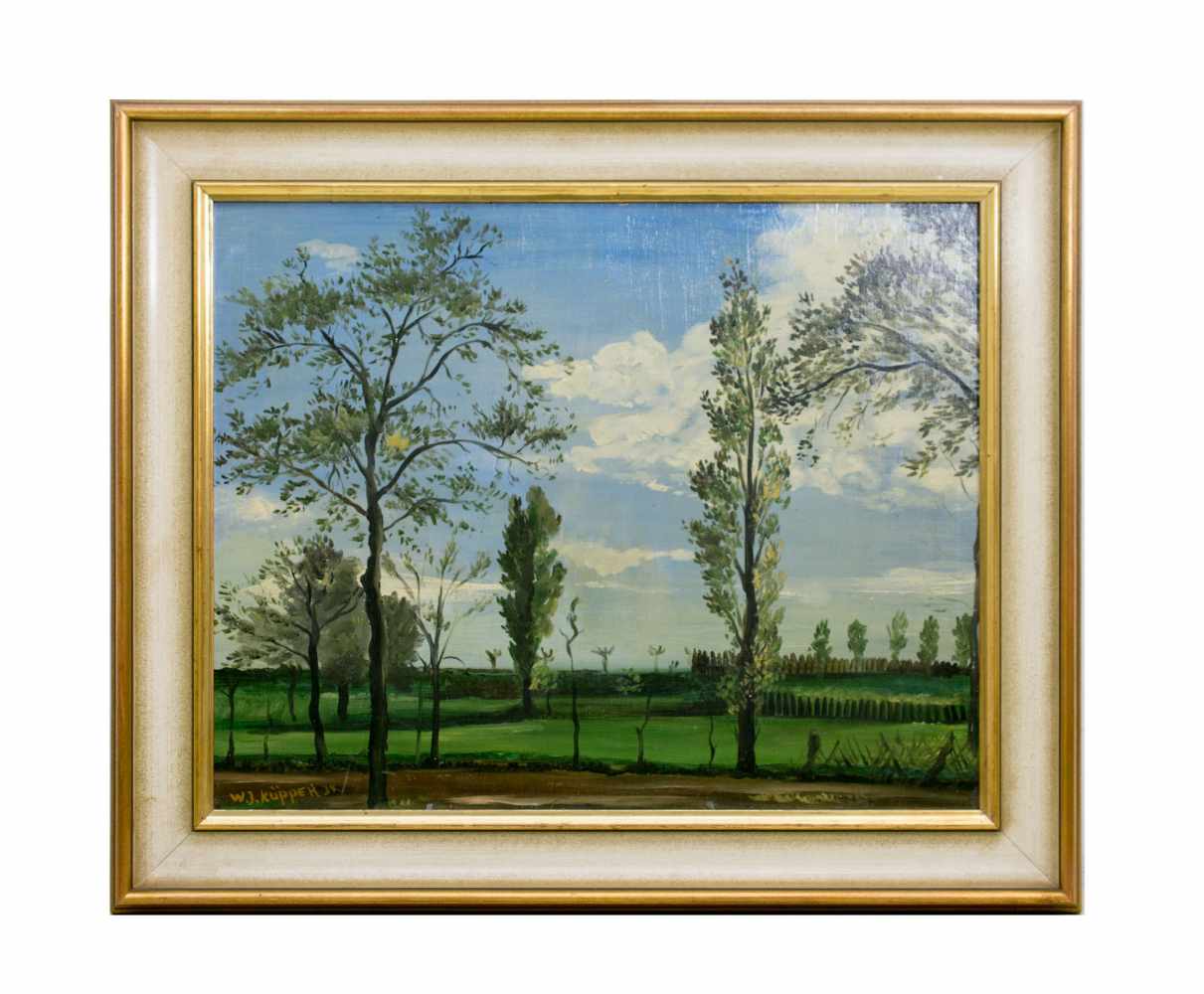 Walter Julius Küpper (1905 Forst - 1966 Großhansdorf)Ebene Landschaft, Öl auf Holz, 39 cm x 49 cm, - Image 2 of 4