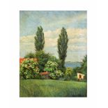 Holger Madsen (Dänemark, 20. Jh.)Sommergarten mit Blick auf See, Öl auf Leinwand, 71 cm x 54,5 cm,