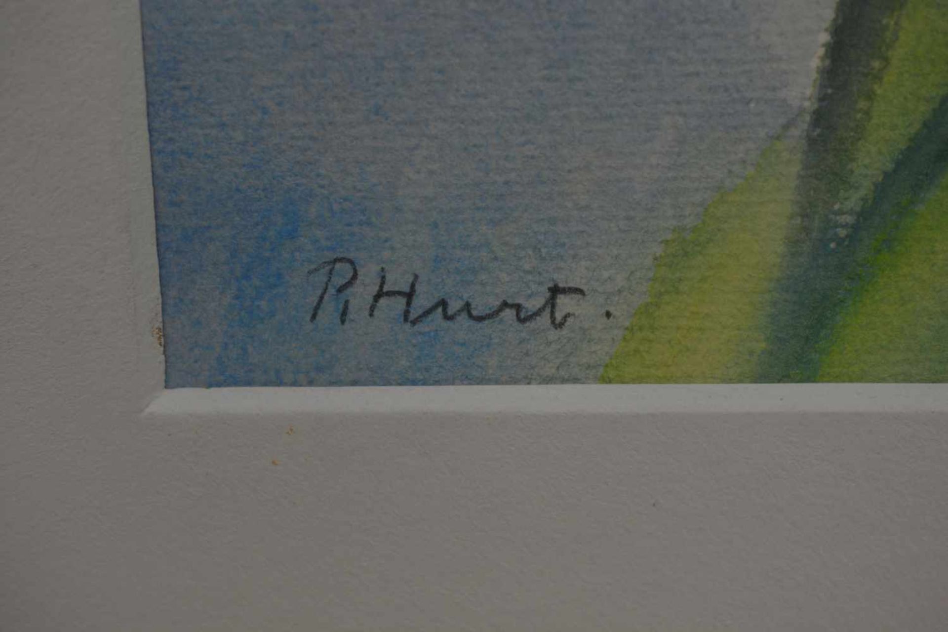 P. Hurt (20. Jh.)Abstraktes Blumenstillleben, Aquarell auf Papier, 35,5 cm x 28,5 cm - Image 2 of 3