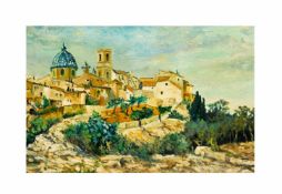 Peter Schadwinkel (1936 Königsberg)Ansicht von Altea in Spanien, Öl auf Platte, 31 cm x 47 cm,