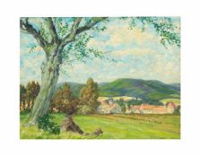 Karl Schlotter (1900 - unbekannt, Deutschland)Blick aufs Dorf, Öl auf Leinwand, 49 cm x 64 cm, unten