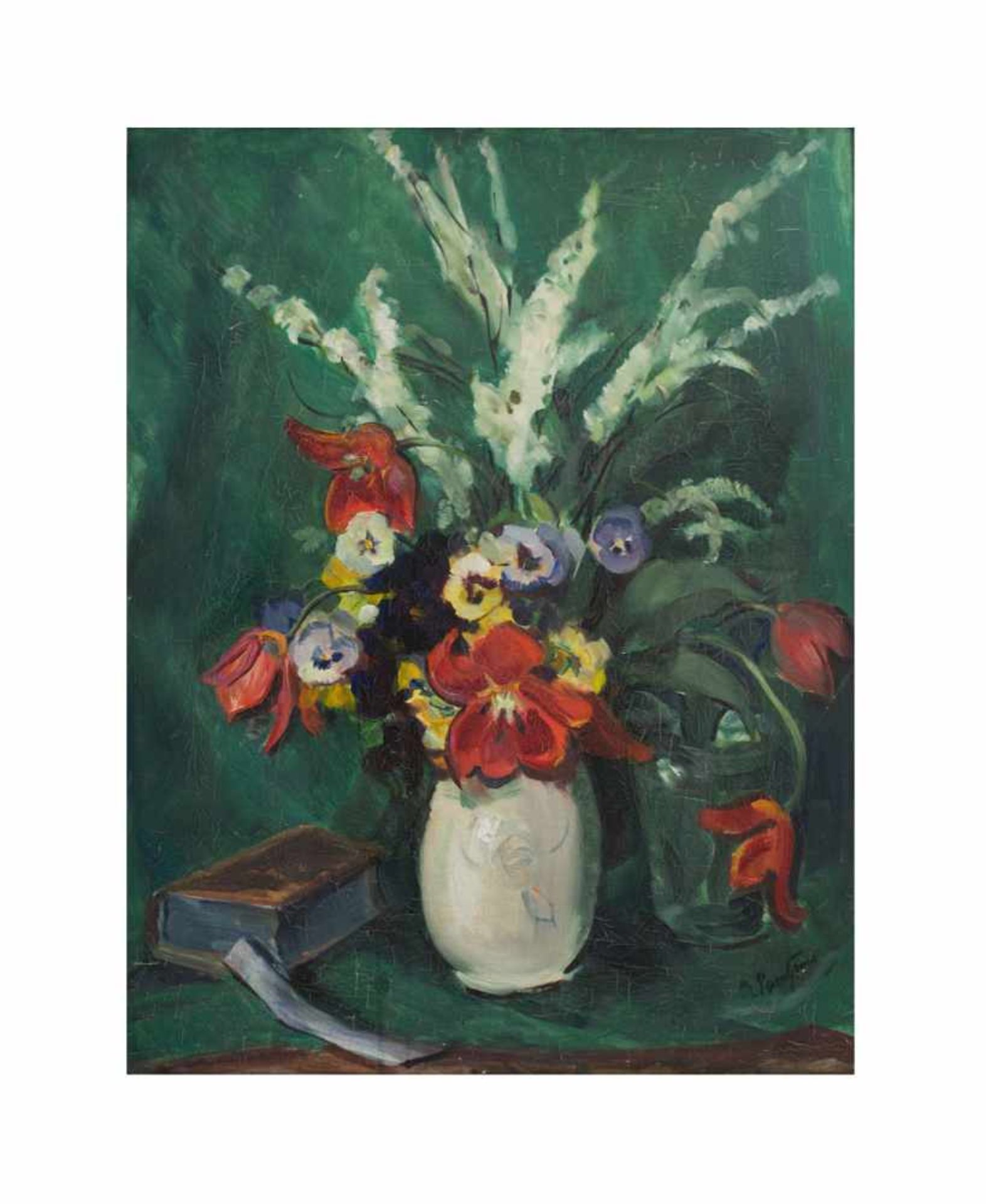 Unbekannter Künstler (20. Jh.)Blumenstillleben, Öl auf Leinwand, 71 cm x 55 cm, unten rechts