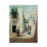 Augusto Corelli (1853 Rom - 1918 ebenda)Sonnige Straße auf Capri, Öl auf Leinwand, 80 cm x 60,5