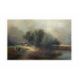 Edward Williams (1782 Lambeth - 1855 Barnes)Landschaftsszene, Öl auf Leinwand, 35 cm x 53,5 cm,