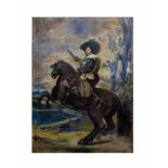 Unbekannter Künstler (19. Jh., Deutschland)Ritter zu Pferd, Öl auf Leinwand, 120,5 cm x 91 cm,