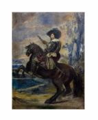 Unbekannter Künstler (19. Jh., Deutschland)Ritter zu Pferd, Öl auf Leinwand, 120,5 cm x 91 cm,
