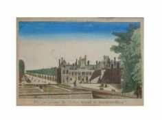 Unbekannter Künstler (18. Jh.)Vue perspective du château royal de Fontainebleau, handkolorierter