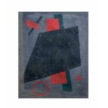 Russischer Künstler (20. Jh.)Abstrakte Komposition in Rot und Schwarz, Öl auf grober Leinwand, 59,