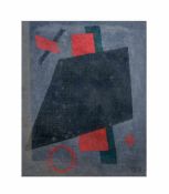 Russischer Künstler (20. Jh.)Abstrakte Komposition in Rot und Schwarz, Öl auf grober Leinwand, 59,