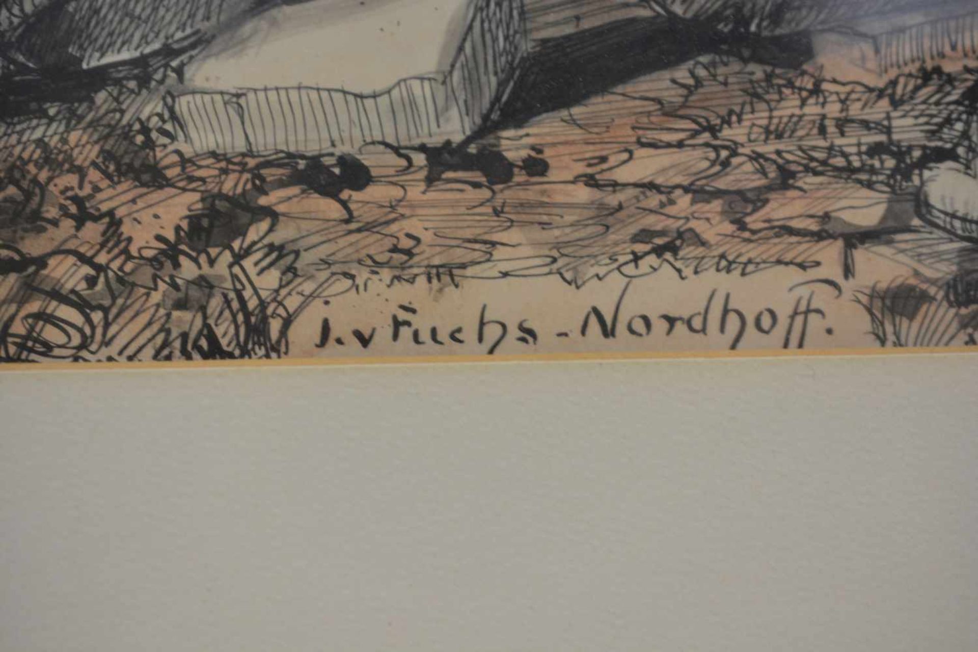 Irene von Fuchs-Nordhoff (1883 Charlottenburg - 1963 Schwaz)Säulen in Italien, Aquarell, Bleistift - Image 2 of 2