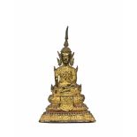 Buddha RattanakosinThailand, 19. Jh., Bronze, vergoldet, gefüllt, Höhe 21,5 cm, Foto von