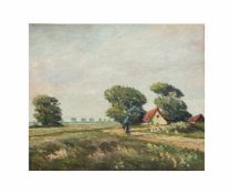 Unbekannter Künstler (20. Jh.)Bäuerin auf Wiese, Öl auf Leinwand, 50 cm x 60 cm, unten rechts