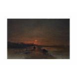 Heinz Flockenhaus (1856 Remscheid - 1919 Düsseldorf)Landschaft in der Abenddämmerung, Öl auf