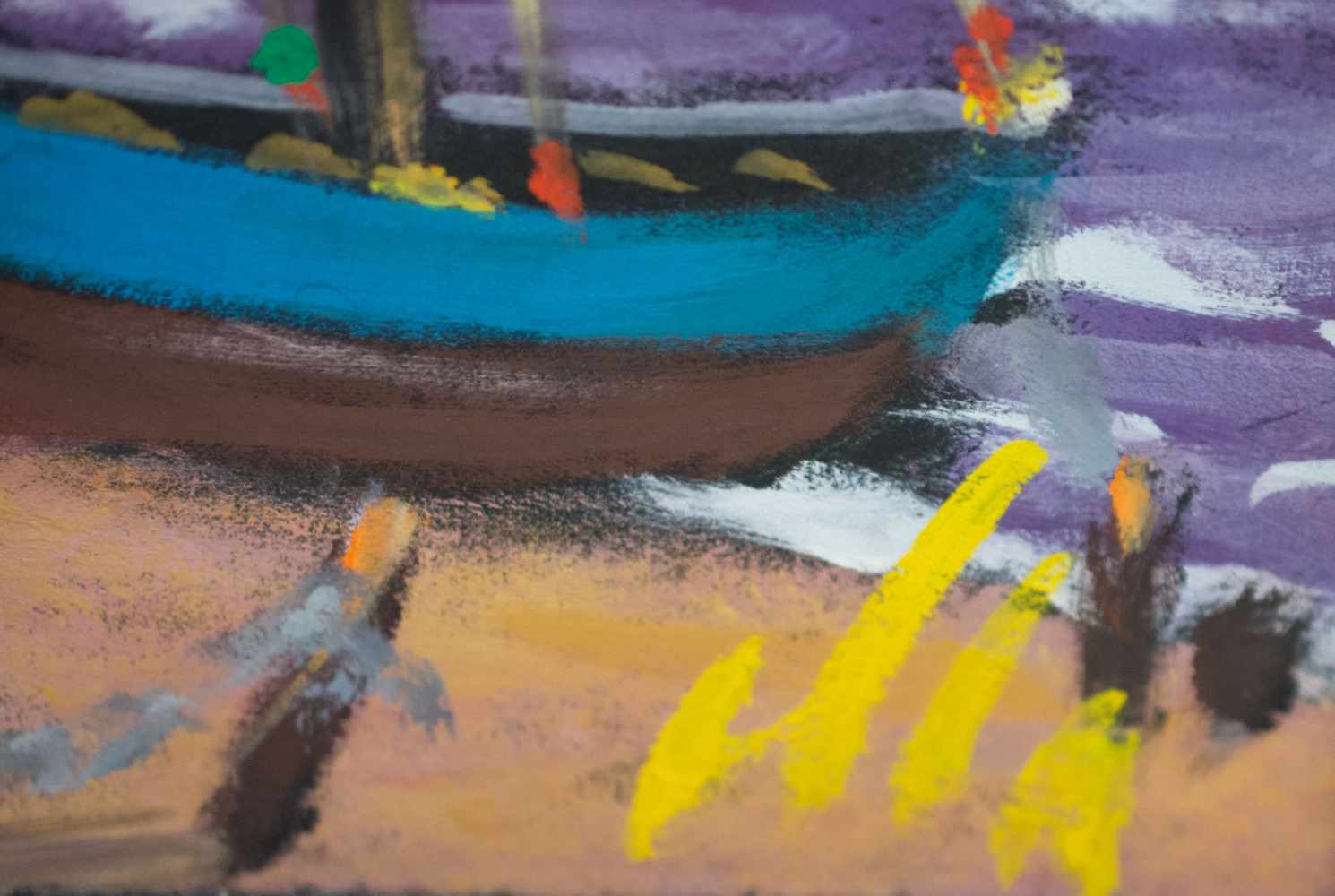 Unbekannter Künstler (20. Jh.)Segelboote am Strand, Acryl auf Platte, 29,5 cm x 75 cm, unten - Image 3 of 3