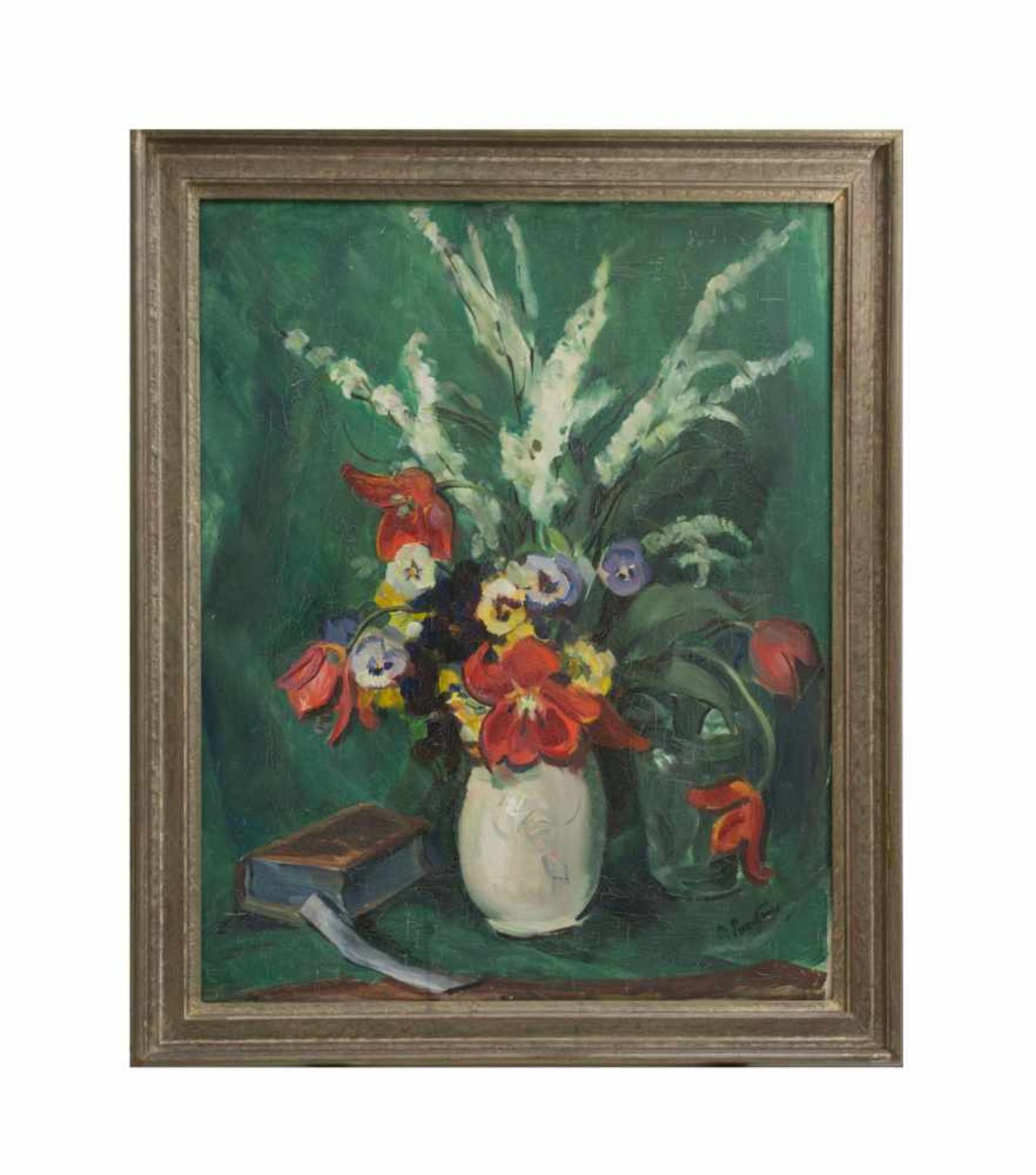 Unbekannter Künstler (20. Jh.)Blumenstillleben, Öl auf Leinwand, 71 cm x 55 cm, unten rechts - Image 2 of 4