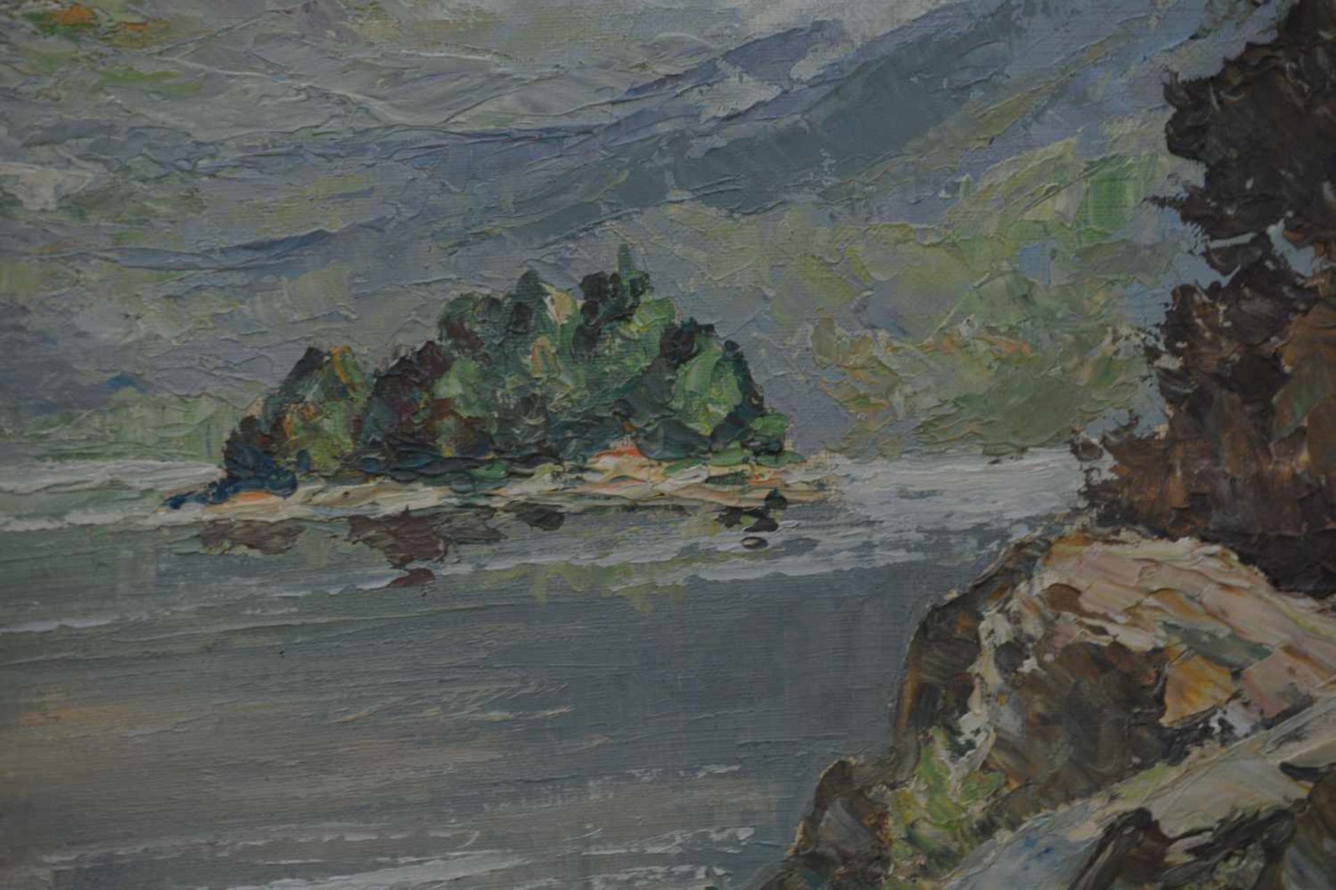 Otto Ackermann-Pasegg (1882 Berlin - 1959 Düsseldorf)Berglandschaft mit See, Öl auf Leinwand, 50 - Bild 4 aus 5