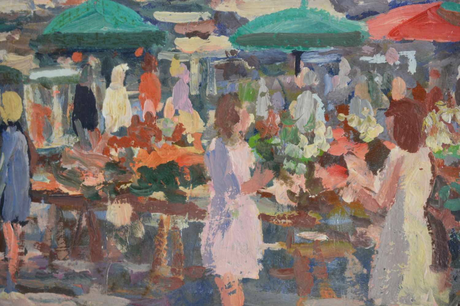 H. Günther (20. Jh.)Marktplatz im Sommer, Acryl auf Pappe, 34 cm x 49 cm, unterhalb links - Image 2 of 4