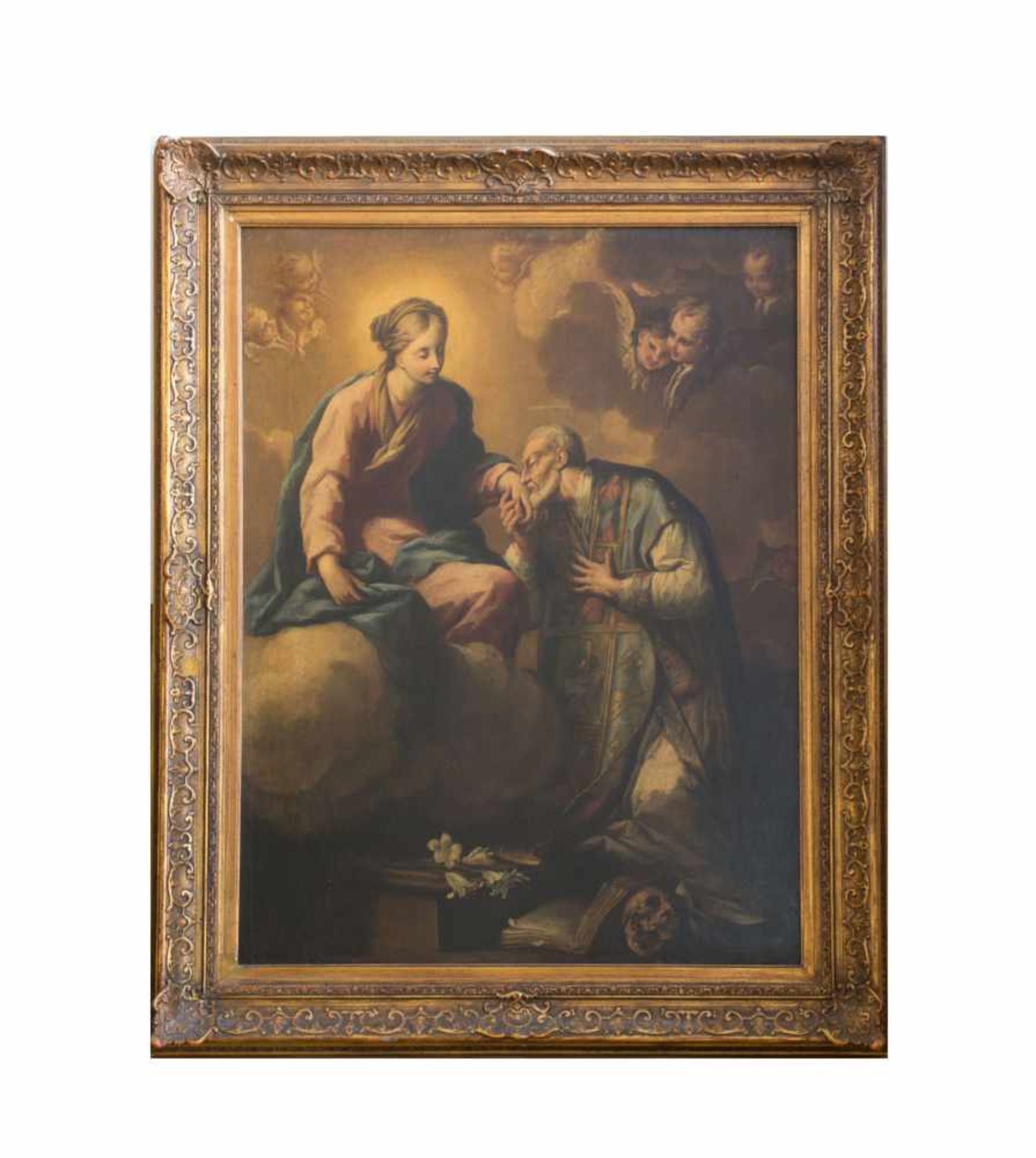 Unbekannter Meister (18. Jh.)Heilige Maria mit Priester, Öl auf Leinwand, 102 cm x 79,5 cm, - Image 2 of 4