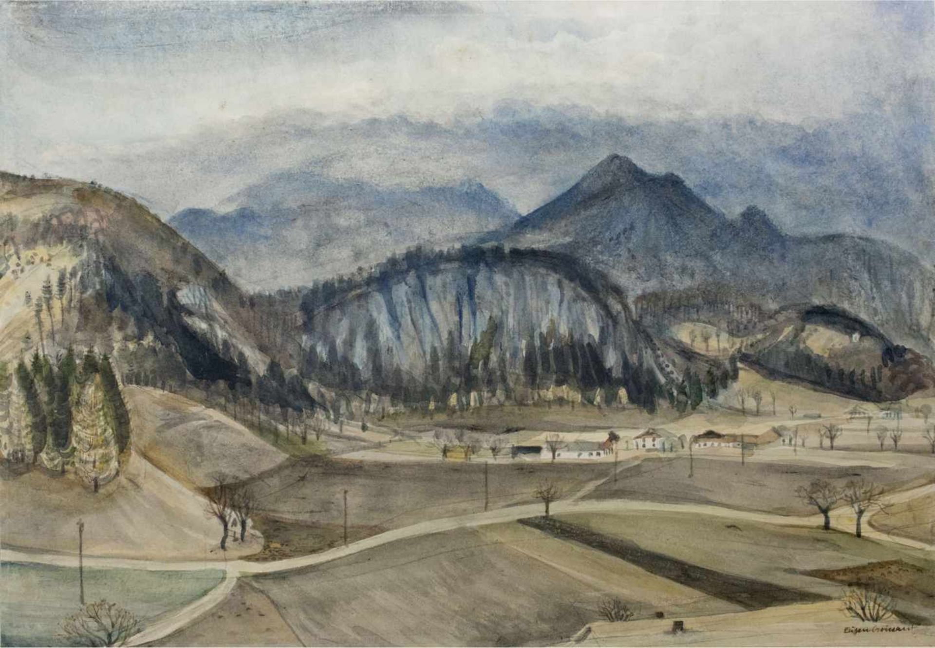 Eugen Croissant (1898 Landau - 1976 Breibrunn)Doppelbildnis, Landschaft und Küstenansicht,