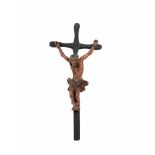 Jesus Christus am Kreuz (19. Jh.)Holz, farbig staffiert, Höhe 71 cm, Figur partiell mit