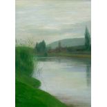 Josef Versl (1901 Landshut - 1993 Würzburg)Flusslandschaft, Öl auf Platte, 50 cm x 36 cm, unten