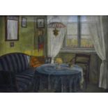 Unbekannter Künstler (19. Jh.)Biedermeier-Interieurszene, Öl auf Leinwand, 35 cm x 47,5 cm, leicht