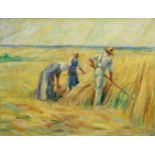Viktor Markewitsch (1881 Zgierz, Polen - unbekannt)3 Personen bei der Ernte, Öl auf Leinwand, 60