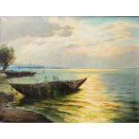 Helmut Stadelhofer (1914 Konstanz - 1979 München)'Abendsonne am Bodensee', Öl auf Leinwand, 60,5