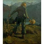 Gustav Johannes Buchner (1880 München - 1951 Schliersee)Schafshirte, Öl auf Leinwand, 40,5 cm x 35,5