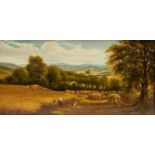 Verschiedene Künstler (20. Jh.)Paar Landschaftsgemälde, Öl auf Platte, beide 20 cm x 40 cm, eines