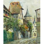 Karl Gross-Sattelmair (1881 München - unbekannt)Ansicht auf eine Straße in München, Öl auf Leinwand,
