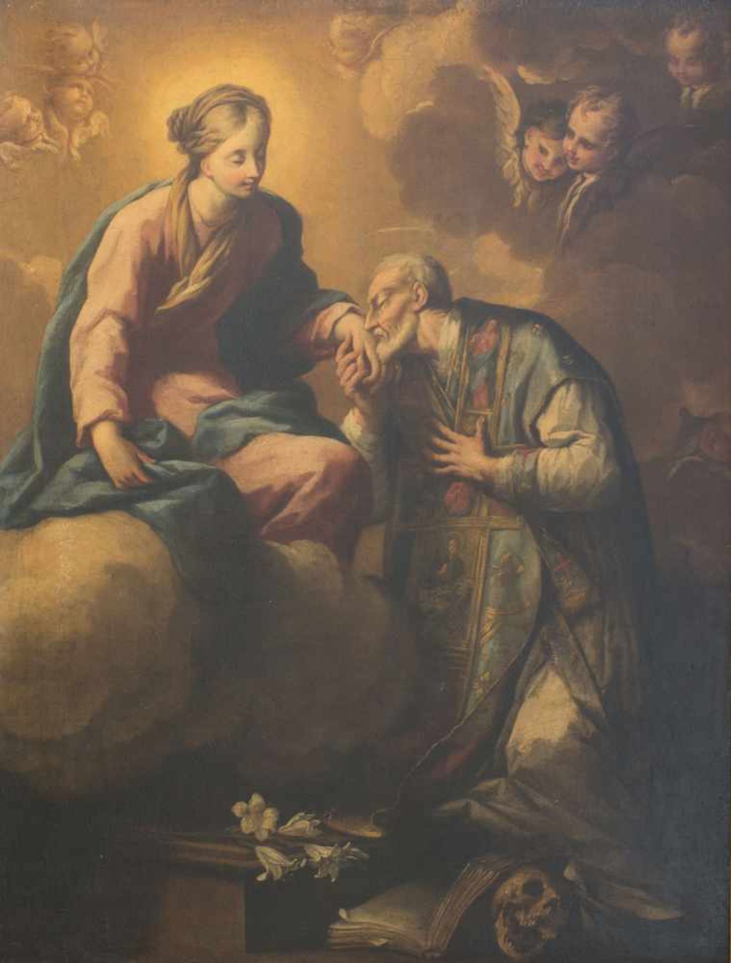 Unbekannter Meister (18. Jh.)Heilige Maria mit Priester, Öl auf Leinwand, 102 cm x 79,5 cm,