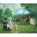 Neoimpressionist (20. Jh. Frankreich)Familie im Park, Öl auf Leinwand, 37,8 cm x 46,1 cm, unten