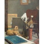 Charles van den Eycken (1859 Brüssel - 1923 ebenda)2 Hunde im Atelier, Öl auf Leinwand, doubliert,