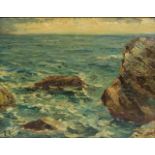 Ernesto Scotti (1901 - 1957, Buenos Aires)Meeresbrandung, Öl auf Platte, 24 cm x 30 cm, unten