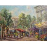 Wolfgang Heinz Unger (1929 Halle) (F)'Blumenmarkt in Paris', Öl auf Leinwand, 60 cm x 80 cm,