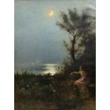 Alfred Stevens (1823 Brüssel - 1906 ebenda)Blick auf Le Havre bei Mondschein, Öl auf Leinwand, 82 cm