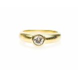 Solitärring585 Gelbgold, ein zentraler Brillant, ca. 0,40 ct, p1, laut Expertise H,