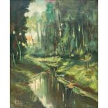 Willy Paes (20. Jh., Niederlande)Bachverlauf im Wald, Öl auf Leinwand, 60 cm x 50,5 cm, rückseitig