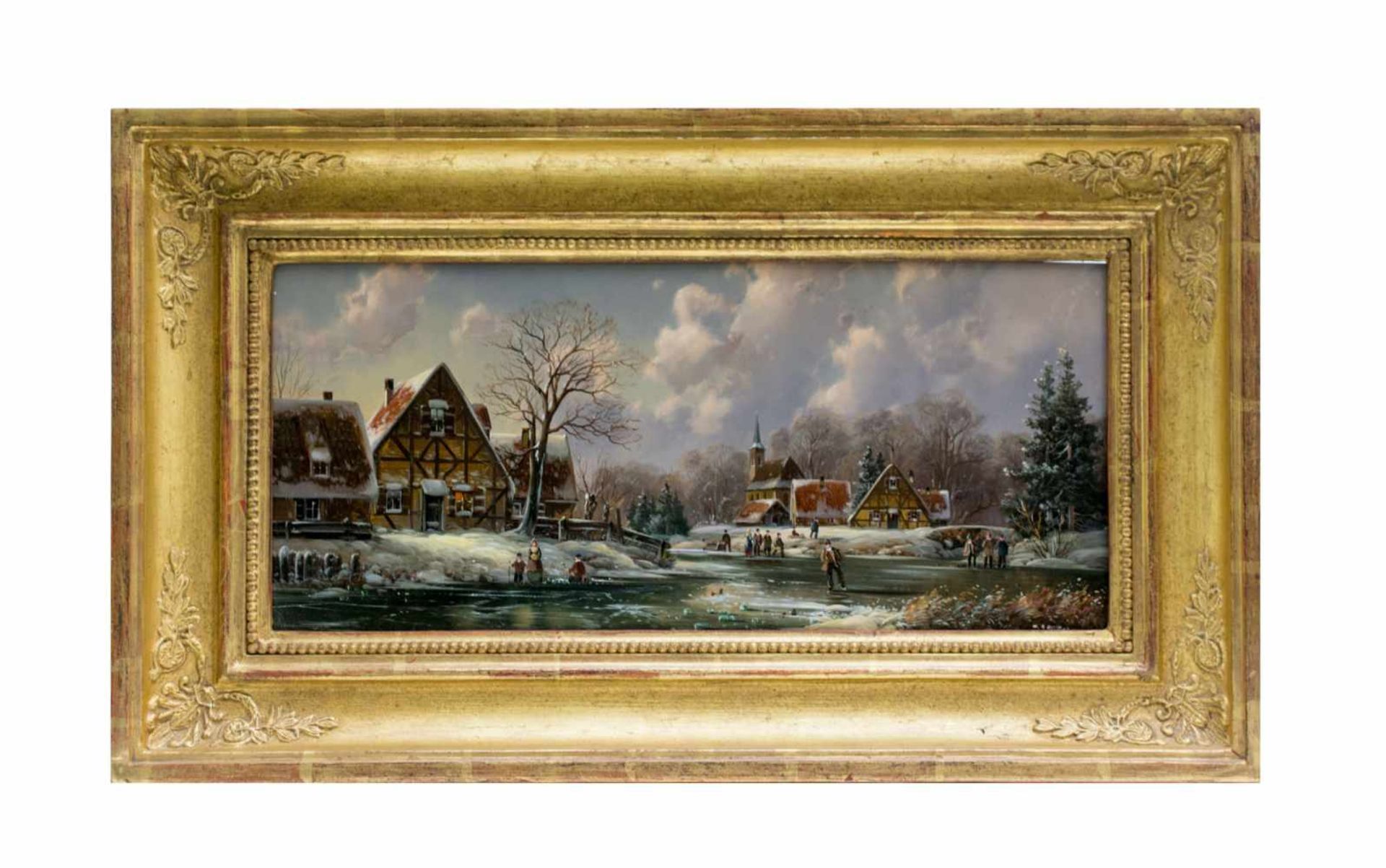 Hubert Kaplan (1940 München) (F)Winterliche Dorfansicht, Öl auf Platte, 18 cm x 40 cm, unten - Image 2 of 5