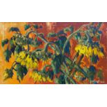 Robert Trätzl (1913 München - 1986 ebenda) (F)Sonnenblumenstillleben, Öl auf Leinwand, 70 cm x 120