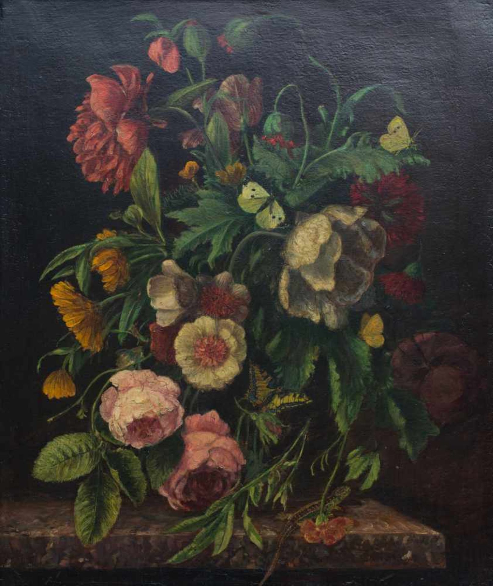 Herman van der Myn (1684 Amsterdam - 1741 London)Blumenstillleben mit Schmetterlingen und