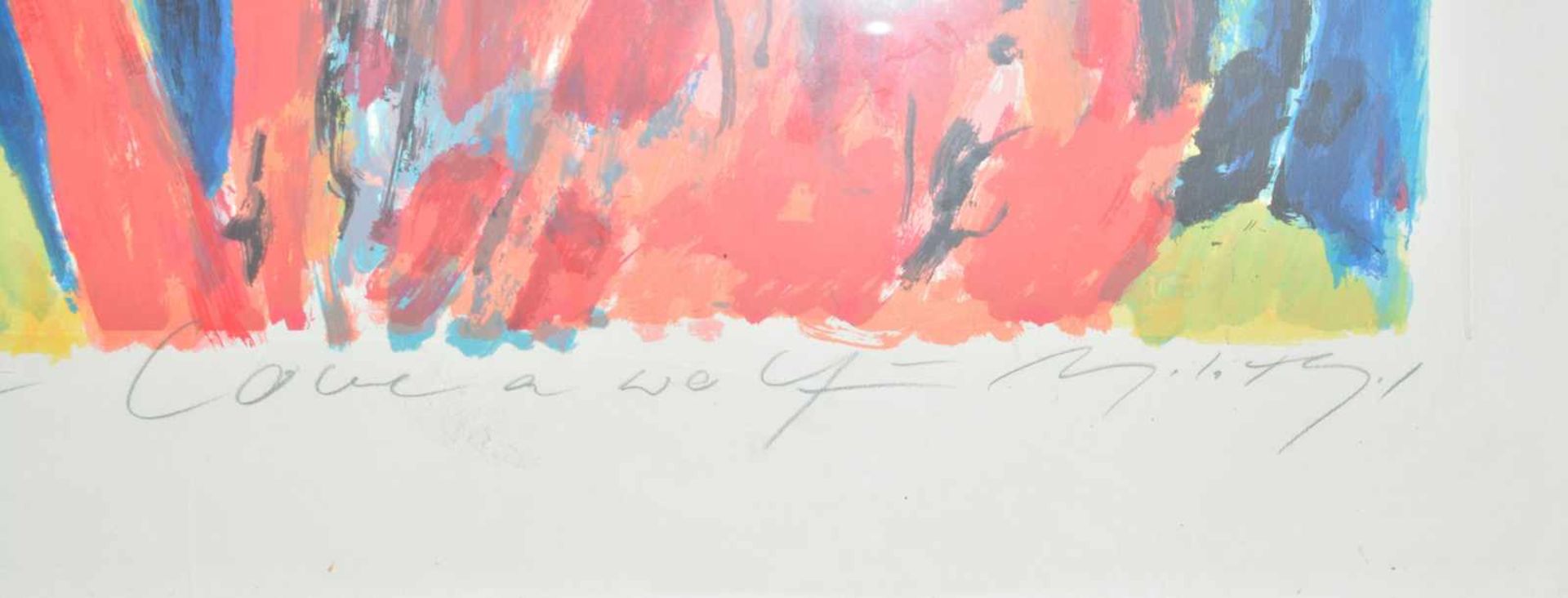 Angela Hampel (1956 Räckelwitz) (F)'Love a wolf', Farbserigrafie auf Bütten, 110 cm x 81 cm - Image 3 of 3