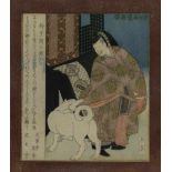 Yashima Gakutei (ca. 1786 Osaka - 1868 unbekannt)Der Minister Mido Kampaku wird von seinem Hund